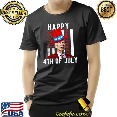 Happy 4th Of July Confused Joe Biden Valentine's Day American Flag T-Shirt