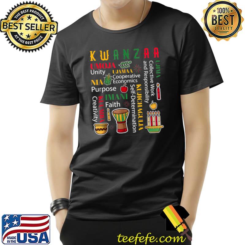 Happy Kwanzaa Drum Kinara Seven Candles Africa Celebration T-Shirt Unisex Happy Kwanzaa Drum Kinara Seven Candles Africa Celebration T-Shirt Unisex