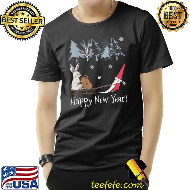 Happy New Year 2023 Gnome Rabbit Lover Christmas Tree T-Shirt Unisex Happy New Year 2023 Gnome Rabbit Lover Christmas Tree T-Shirt Unisex