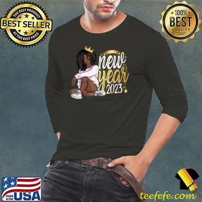 Happy New Years Eve 2023 Black Melanin Queen Girls Party T-Shirt