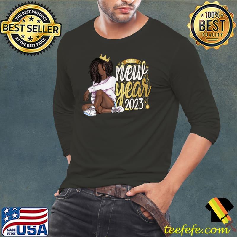 Happy New Years Eve 2023 Black Melanin Queen Girls Party T-Shirt