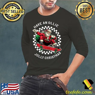 Have An Ollie Jolly Christmas Santa Claus Skateboarding T-Shirt