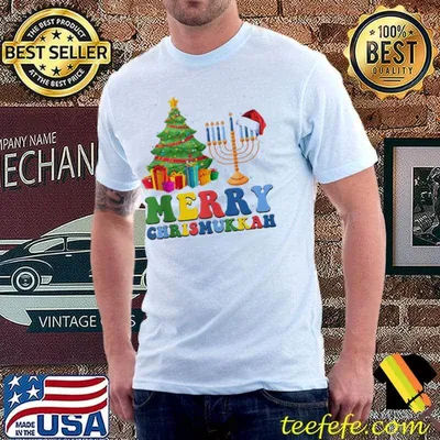 Holidays merry chrismukkah happy hanukkah christmas santa hat classic shirt