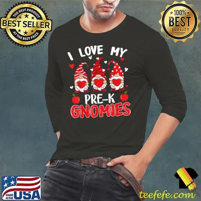 I Love My Pre-k Gnomies Hearts Valentine's Day Teacher Gifts T-Shirt