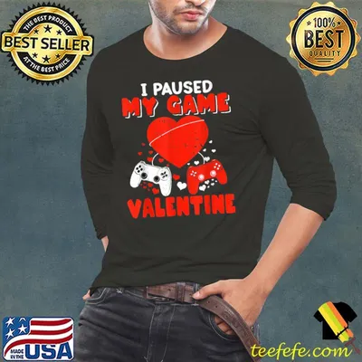 I Paused My Game To Be Here Cute Valentine Heart Controller Gamer T-Shirt