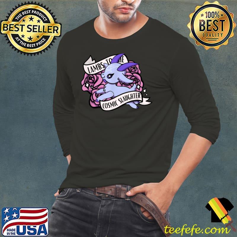 Lambs To Pastel Goth Cosmic Purple Goat Flowers T-Shirt Long Sleeve Tee Lambs To Pastel Goth Cosmic Purple Goat Flowers T-Shirt Long Sleeve Tee