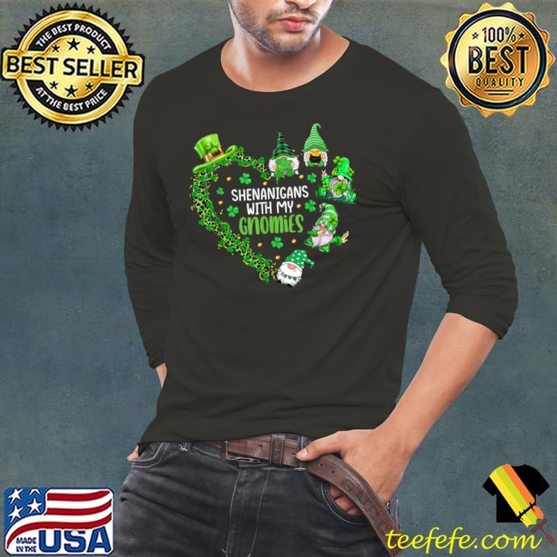 Leopard Heart Gnome Shenanigans With My Gnomies Patricks Day T-Shirt