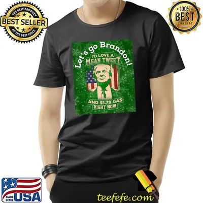 Let's Go Brandon Love Mean Tweet Us Flag Christmas Biden Republican Political Sarcasm Trump T-Shirt