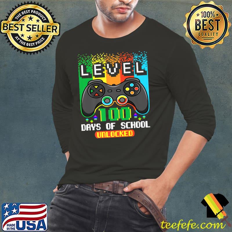 Level 100 Days Of School Unlocked Gamer Video Games Controller Vintage T-Shirt