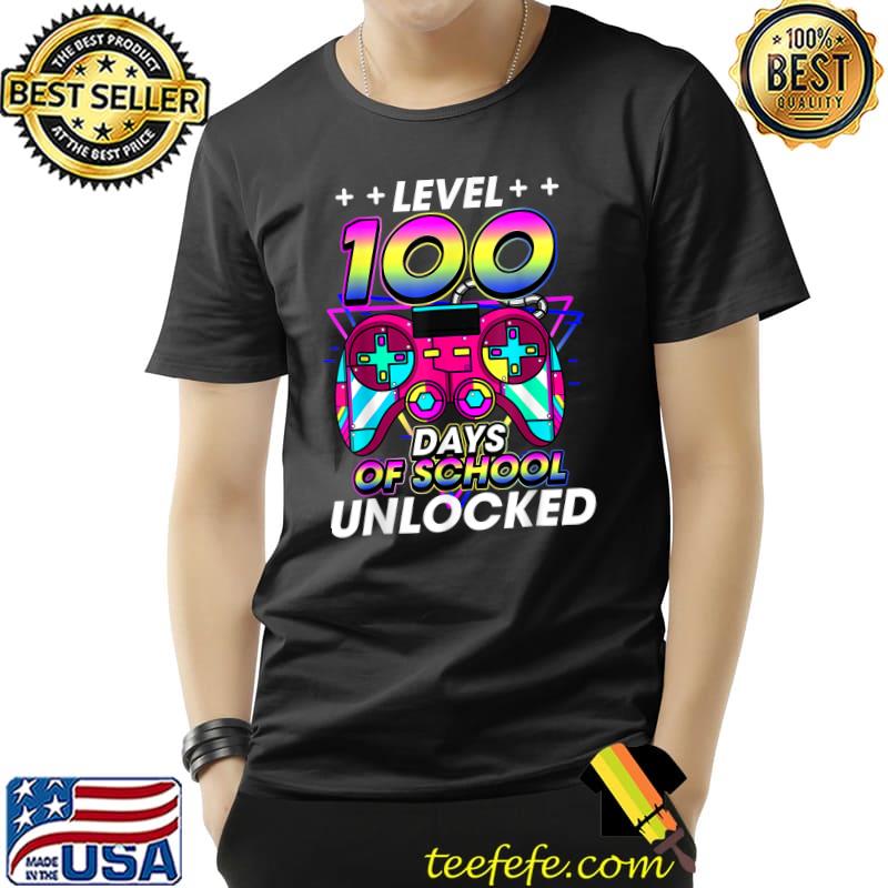 Level 100 Days Of School Unlocked Gaming Colors Video Game T-Shirt Unisex Level 100 Days Of School Unlocked Gaming Colors Video Game T-Shirt Unisex
