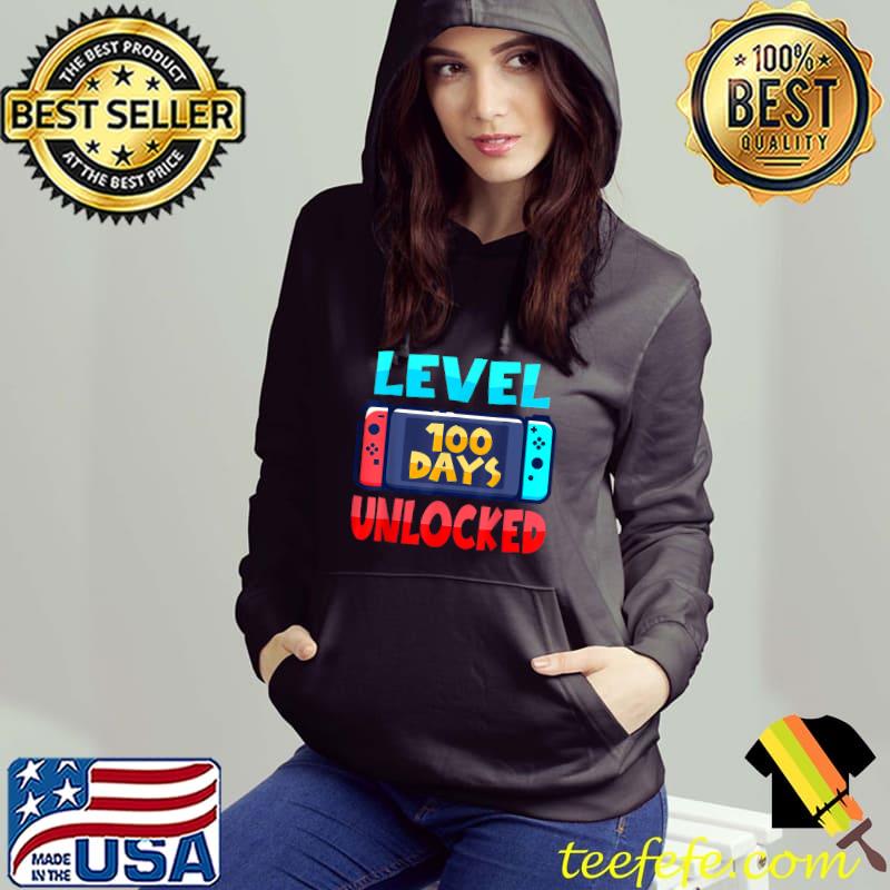 Level 100 Days Of School Unlocked Gaming Video Gamer T-Shirt Hoodie Level 100 Days Of School Unlocked Gaming Video Gamer T-Shirt Hoodie