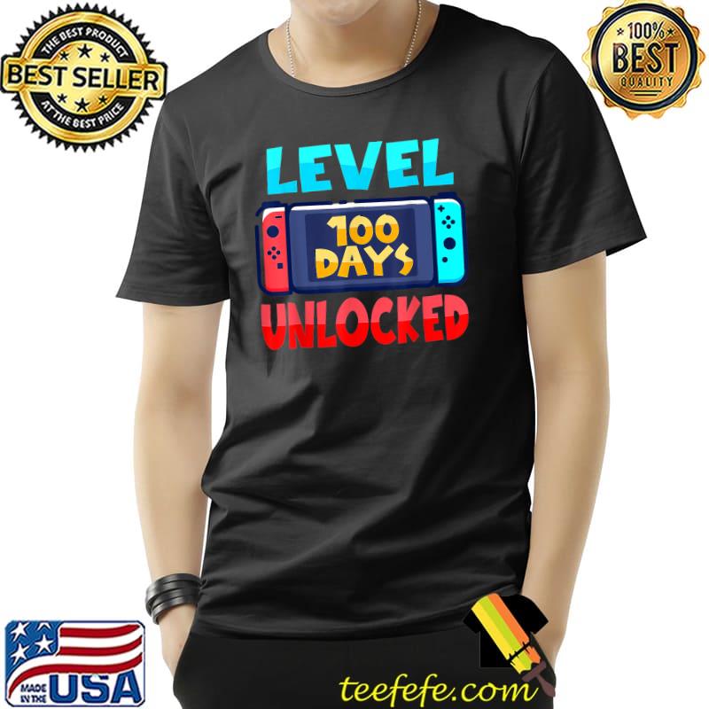 Level 100 Days Of School Unlocked Gaming Video Gamer T-Shirt Unisex Level 100 Days Of School Unlocked Gaming Video Gamer T-Shirt Unisex