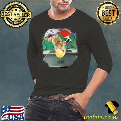 Maine Coon Cat Playing Table Tennis Ping Pong T-Shirt