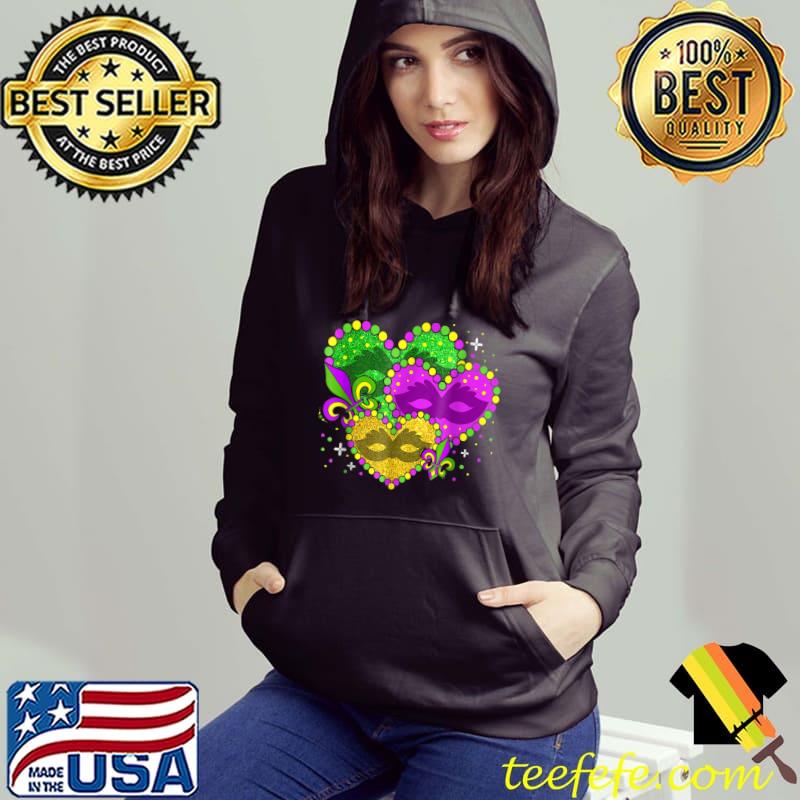 Mardi Gras Three Heart Fleur De Lys Symbol Mardi Gras T-Shirt Hoodie Mardi Gras Three Heart Fleur De Lys Symbol Mardi Gras T-Shirt Hoodie