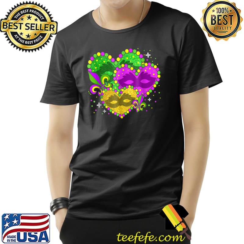 Mardi Gras Three Heart Fleur De Lys Symbol Mardi Gras T-Shirt Unisex Mardi Gras Three Heart Fleur De Lys Symbol Mardi Gras T-Shirt Unisex