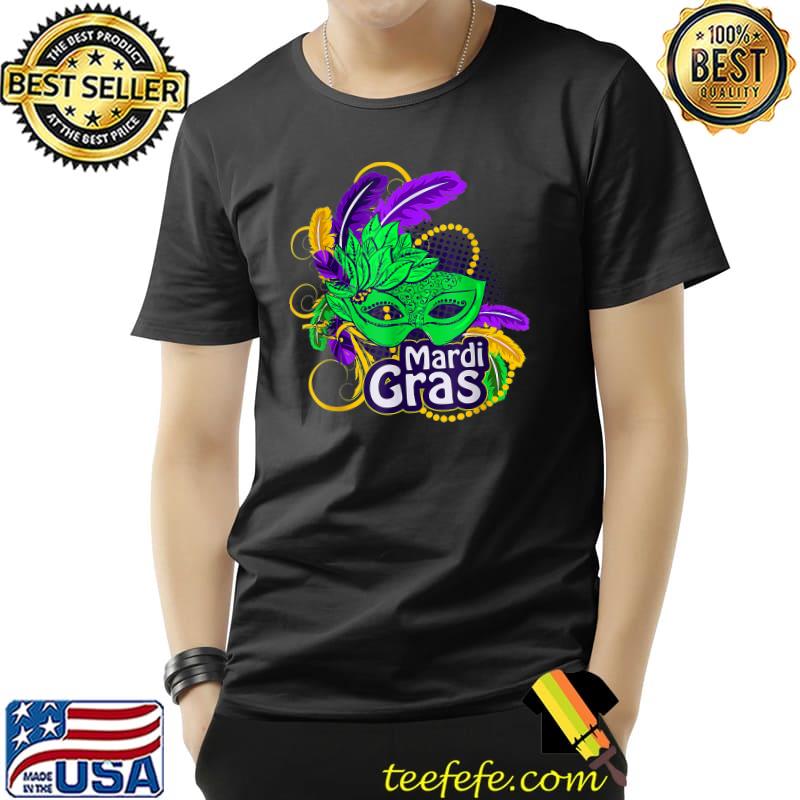 Mardi Gras Tops For Women Mask Feathers Beads T-Shirt Unisex Mardi Gras Tops For Women Mask Feathers Beads T-Shirt Unisex