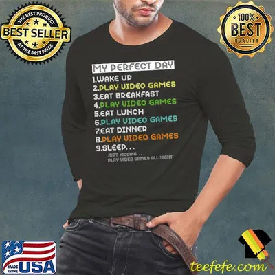 My perfect day video games just kidding play video games all night 2023 T-Shirt