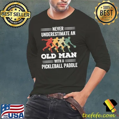 Never Underestimate An Old Man With A Pickleball Paddle Retro T-Shirt