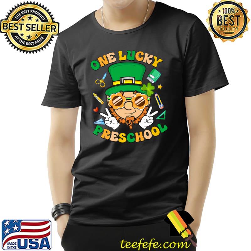 One Lucky Preschool Man Teacher Groovy Patricks Day Shamrock T-Shirt Unisex One Lucky Preschool Man Teacher Groovy Patricks Day Shamrock T-Shirt Unisex