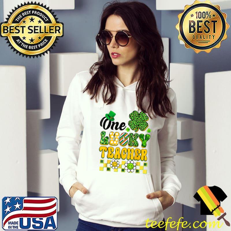 One Lucky Teacher Groovy Shamrock Happy St. Patrick's Day Leopard Flowers T-Shirt Hoodie One Lucky Teacher Groovy Shamrock Happy St. Patrick's Day Leopard Flowers T-Shirt Hoodie