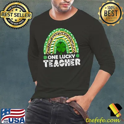 One Lucky Teacher Rainbow Leopard Shamrock St Patrick’s Day T-Shirt