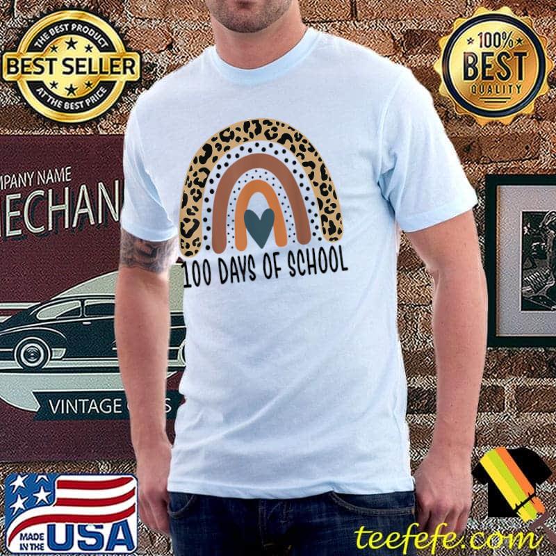 Rainbow Leopard 100 Days Smarter Happy 100th Day Of School T-Shirt