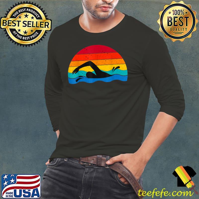 Retro Sunset Swimming Swimmers T-Shirt Long Sleeve Tee Retro Sunset Swimming Swimmers T-Shirt Long Sleeve Tee