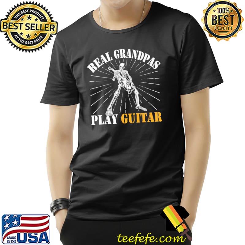 Retro vintage real grandpas play guitar skeleton funny vintage guitarist grandpa shirt