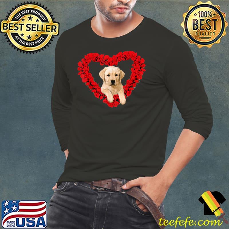 Rose Heart Yellow Lab Puppy Valentines Day Cute T-Shirt