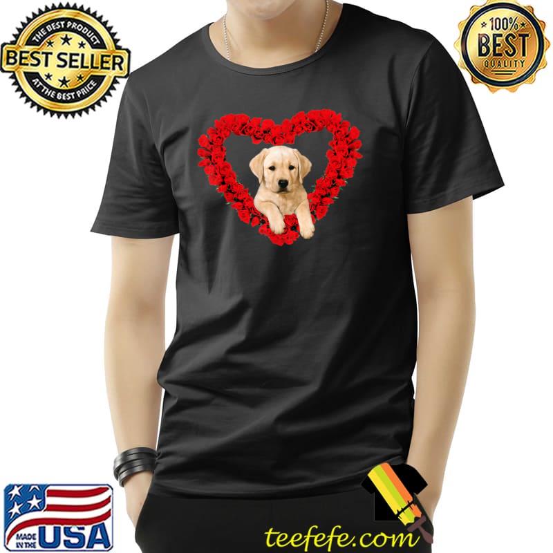 Rose Heart Yellow Lab Puppy Valentines Day Cute T-Shirt Unisex Rose Heart Yellow Lab Puppy Valentines Day Cute T-Shirt Unisex