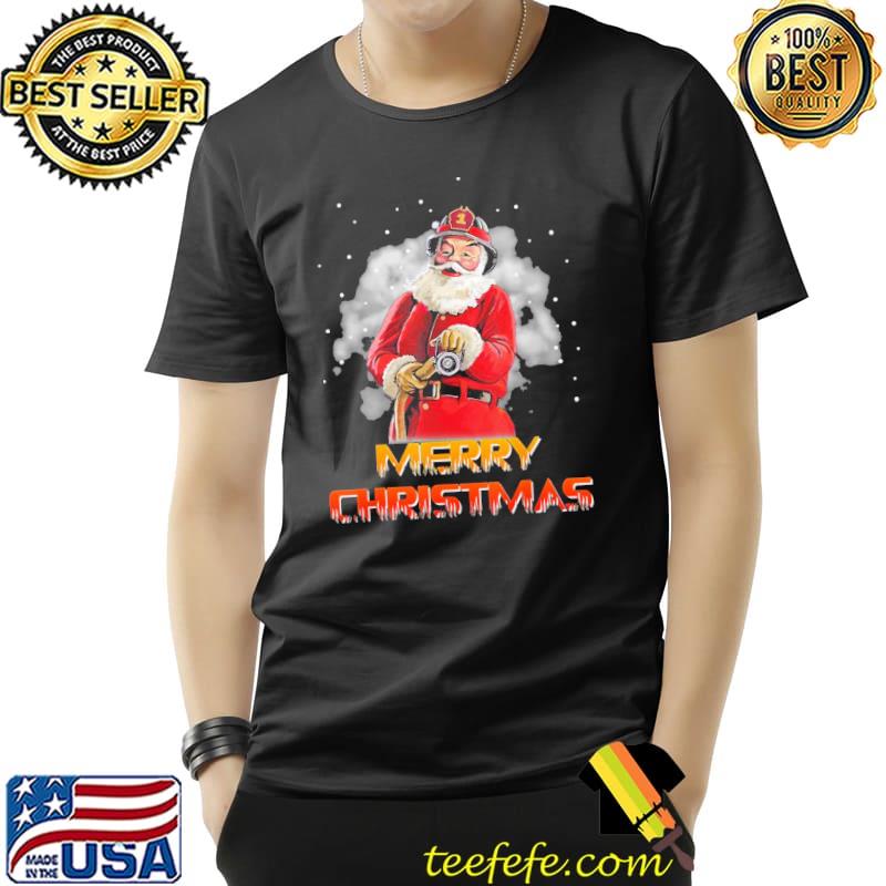 Santa claus fireman firefighter christmas shirt