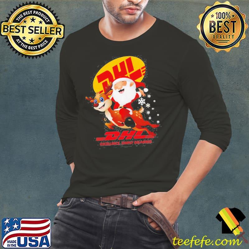 Santa claus riding reindeer dhl excellence simply delivered shirt