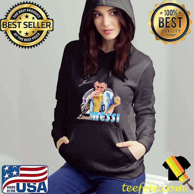 Signature design lionel messI kissing world cup 2022 Argentina Football  shirt, hoodie, sweater, long sleeve and tank top