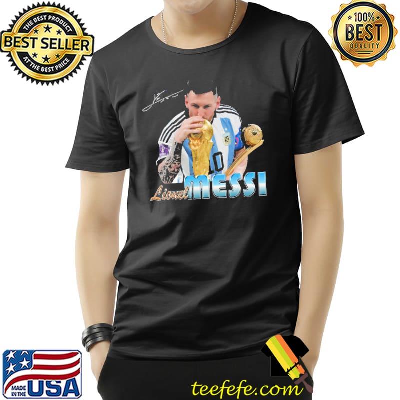 Signature design lionel messI kissing world cup 2022 Argentina