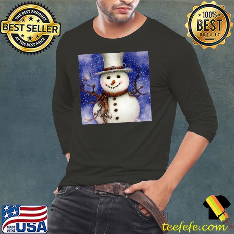 Snowman Steampunk Artistic Winter Snow Holiday Christmas T-Shirt Long Sleeve Tee Snowman Steampunk Artistic Winter Snow Holiday Christmas T-Shirt Long Sleeve Tee