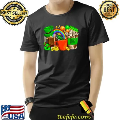 St. Patrick's Day Coffee Cups Rainbow Lucky Shamrock Coffee Irish T-Shirt