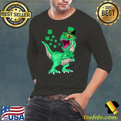 St Patricks Day Dinosaur Boys Toddler Shamrock T rex T-Shirt