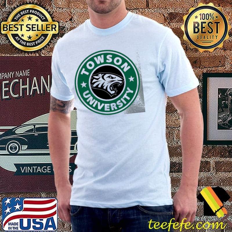 Starbucks logo parody towson university shirt