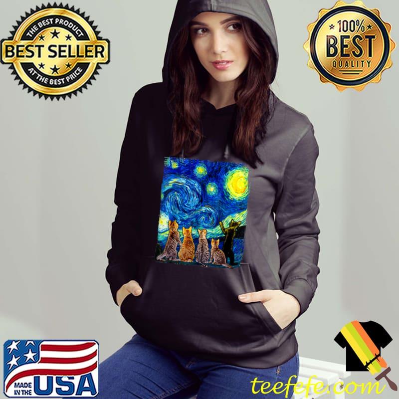 Starry Night Kitty Cat, Van Gogh Art Cat Lover Gift Cat Mom T-Shirt Hoodie Starry Night Kitty Cat, Van Gogh Art Cat Lover Gift Cat Mom T-Shirt Hoodie
