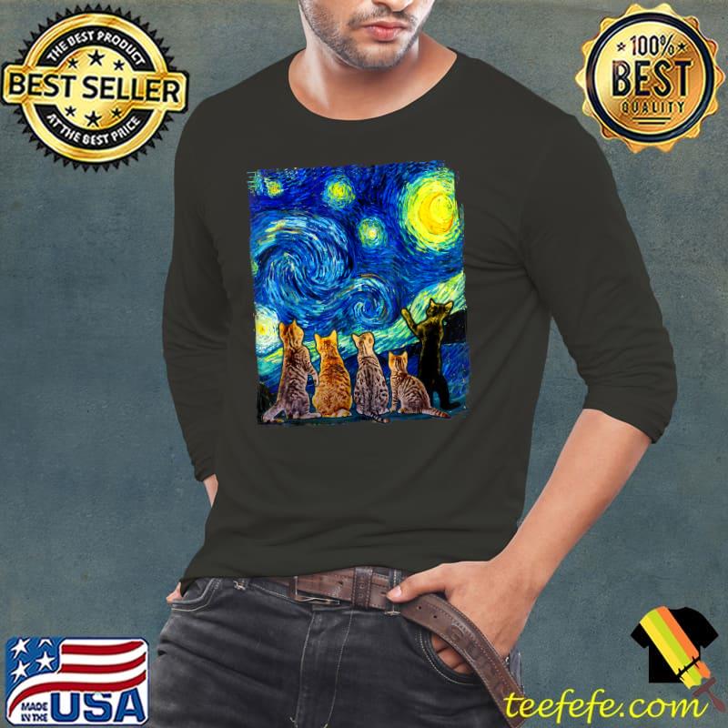 Starry Night Kitty Cat, Van Gogh Art Cat Lover Gift Cat Mom T-Shirt Long Sleeve Tee Starry Night Kitty Cat, Van Gogh Art Cat Lover Gift Cat Mom T-Shirt Long Sleeve Tee