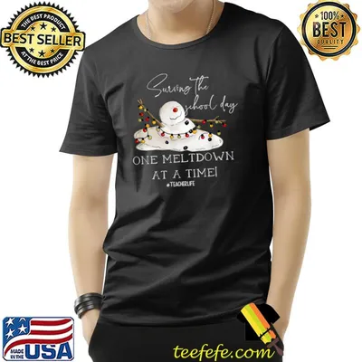 Surviving The School Day One Meltdown At A Time Snowman Teacher T-Shirt
