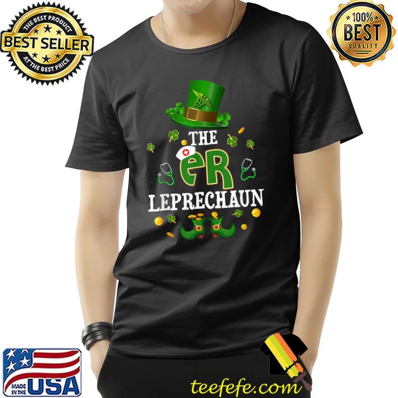 The Er Leprechaun St Patricks Day The Nurse Christmas Elf T-Shirt