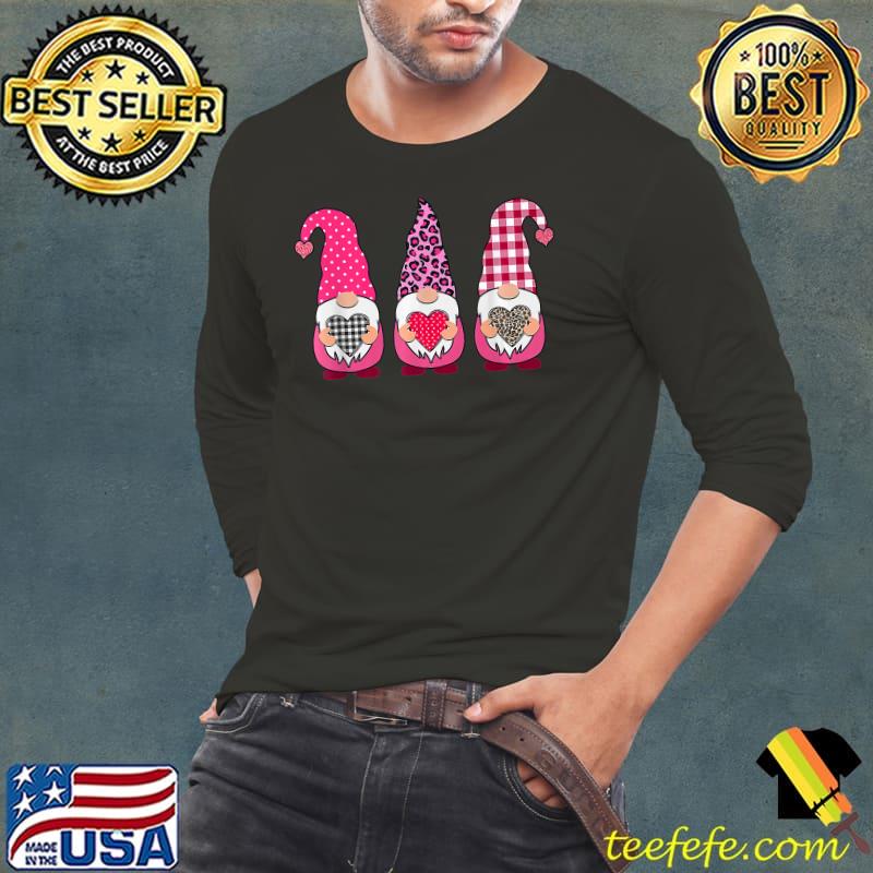 Valentine Gnomes Valentine's Day Love Leopard Buffalo Plaid T-Shirt Long Sleeve Tee Valentine Gnomes Valentine's Day Love Leopard Buffalo Plaid T-Shirt Long Sleeve Tee