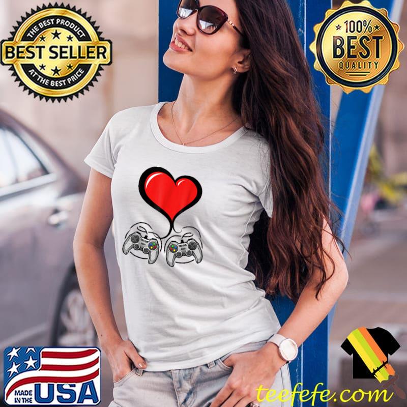 Video Games Valentines Day Red Hearts Gamer T-Shirt Ladies Tee Video Games Valentines Day Red Hearts Gamer T-Shirt Ladies Tee
