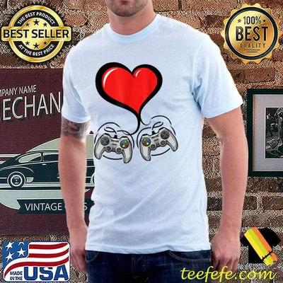 Video Games Valentines Day Red Hearts Gamer T-Shirt