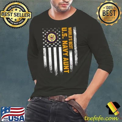 Vintage USA American Flag World's Best US Navy Military Veteran Aunt Patriotic T-Shirt