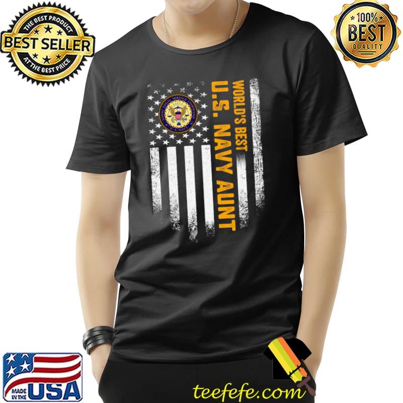 Vintage USA American Flag World's Best US Navy Military Veteran Aunt Patriotic T-Shirt Unisex Vintage USA American Flag World's Best US Navy Military Veteran Aunt Patriotic T-Shirt Unisex