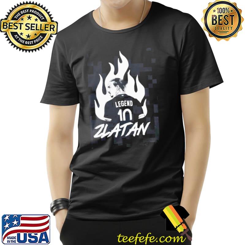 White design zlatan ibrahimovic in flames shirt