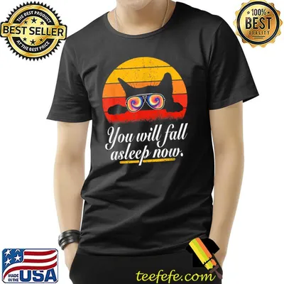 You Will Fall Asleep Now Cat Hypnosis Vintage Eighties Sunglasses Tie Dye Kitty T-Shirt