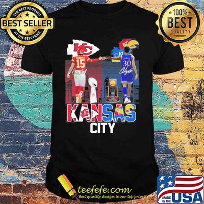 Kansas Chiefs and Kansas basketball cup Mandnes and agbaji signatures shirt
